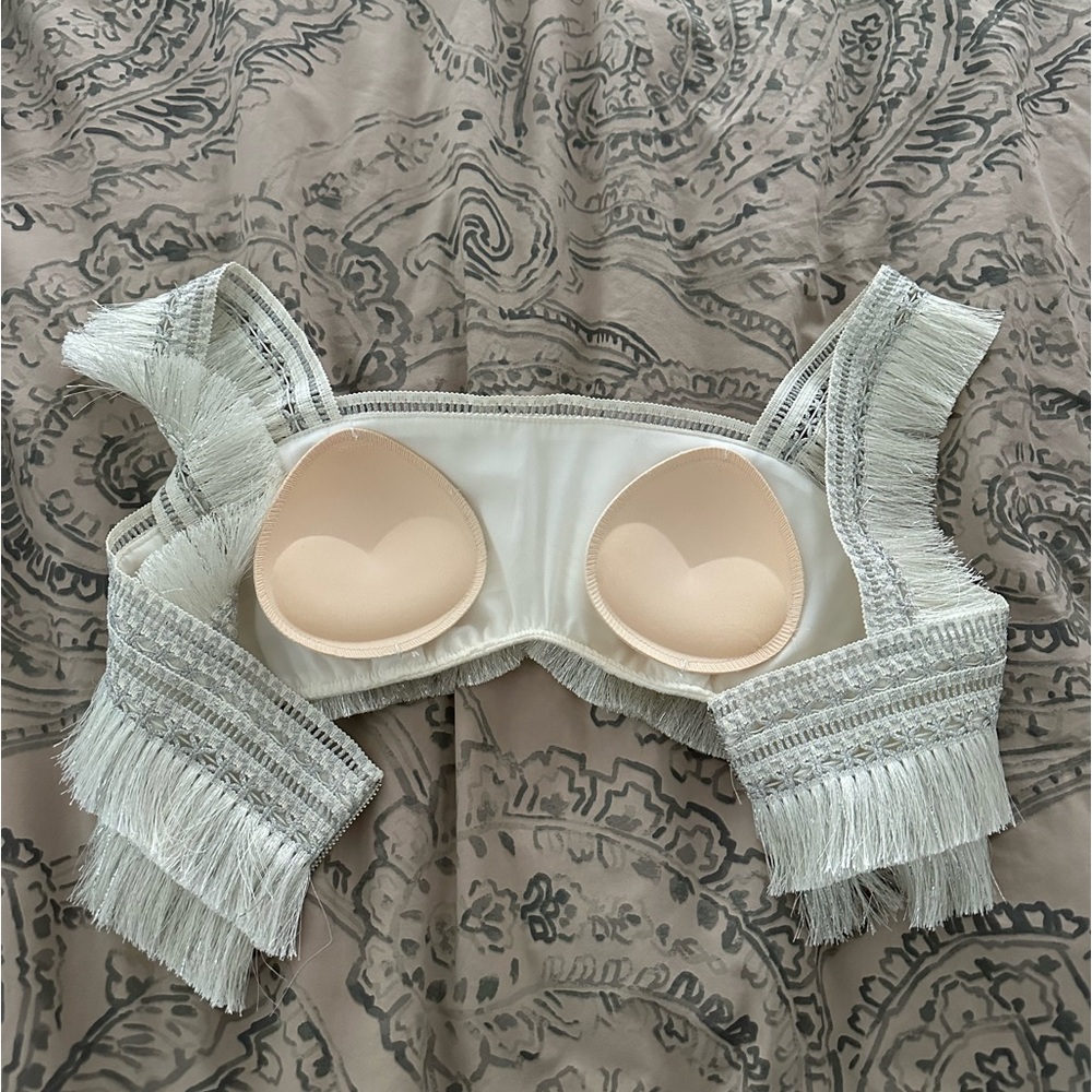 PatBO White Fringe Crop Top & Mini Skirt Set - Picture 13 of 13